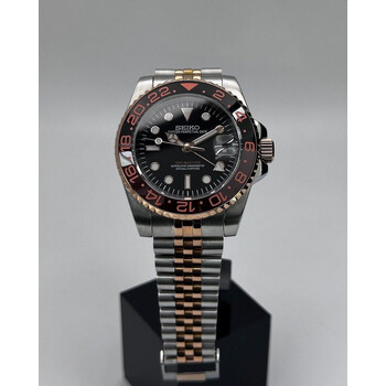 Custom Seiko Mod • Rose Gold Steel Automatic GMT Master 2 • 40mm